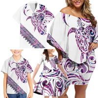 Mawhero Paua shell Kowhaiwhai Taniko Personalised Family Matching Off Shoulder Short Dress and Hawaiian Shirt Turtle Tattoo Maori Tribal Style LT9 - Polynesian Pride