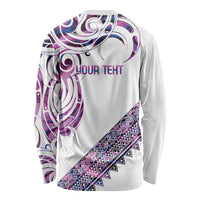 Mawhero Paua shell Kowhaiwhai Taniko Personalised Long Sleeve Shirt Turtle Tattoo Maori Tribal Style