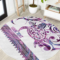 Mawhero Paua shell Kowhaiwhai Taniko Personalised Round Carpet Turtle Tattoo Maori Tribal Style