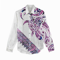 Mawhero Paua shell Kowhaiwhai Taniko Personalised Women Casual Shirt Turtle Tattoo Maori Tribal Style LT9 - Polynesian Pride