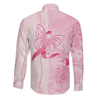 Breast Cancer Awareness Family Matching Off Shoulder Maxi Dress and Hawaiian Shirt Maile Pikake Lokelani Crown Flower Lei Inspired LT9 - Polynesian Pride