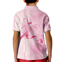 Breast Cancer Awareness Kid Polo Shirt Maile Pikake Lokelani Crown Flower Lei Inspired