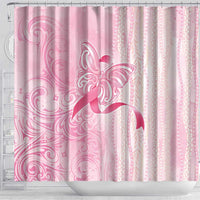 Breast Cancer Awareness Shower Curtain Maile Pikake Lokelani Crown Flower Lei Inspired