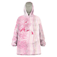 Breast Cancer Awareness Wearable Blanket Hoodie Maile Pikake Lokelani Crown Flower Lei Inspired