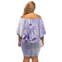 Epilepsy Awareness Family Matching Off Shoulder Short Dress and Hawaiian Shirt Maile Pikake Lokelani Crown Flower Lei Inspired LT9 - Polynesian Pride