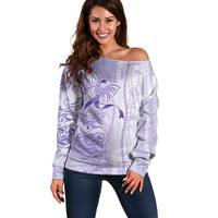Epilepsy Awareness Off Shoulder Sweater Maile Pikake Lokelani Crown Flower Lei Inspired