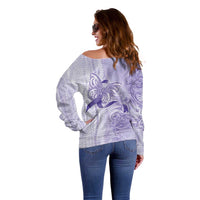 Epilepsy Awareness Off Shoulder Sweater Maile Pikake Lokelani Crown Flower Lei Inspired