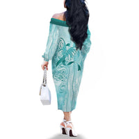 PTSD Awareness Family Matching Off The Shoulder Long Sleeve Dress and Hawaiian Shirt Maile Pikake Lokelani Crown Flower Lei Inspired LT9 - Polynesian Pride