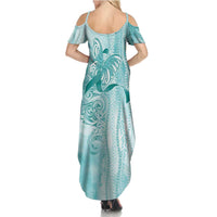 PTSD Awareness Family Matching Summer Maxi Dress and Hawaiian Shirt Maile Pikake Lokelani Crown Flower Lei Inspired LT9 - Polynesian Pride