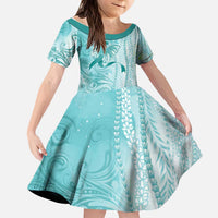 PTSD Awareness Kid Short Sleeve Dress Maile Pikake Lokelani Crown Flower Lei Inspired