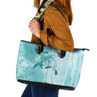 PTSD Awareness Leather Tote Bag Maile Pikake Lokelani Crown Flower Lei Inspired