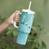 PTSD Awareness Tumbler With Handle Maile Pikake Lokelani Crown Flower Lei Inspired