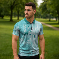 PTSD Awareness Zipper Polo Shirt Maile Pikake Lokelani Crown Flower Lei Inspired