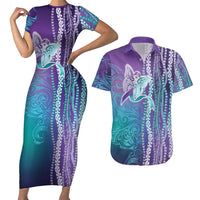 Suicide Prevention Awareness Couples Matching Short Sleeve Bodycon Dress and Hawaiian Shirt Maile Pikake Lokelani Crown Flower Lei Inspired LT9 Multicolor - Polynesian Pride