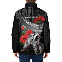 Hawaiian Honu Personalized Padded Jacket Black Tribal Hook Pattern