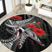 Hawaiian Honu Personalized Round Carpet Black Tribal Hook Pattern