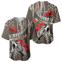 Hawaiian Honu Personalized Baseball Jersey Mocha Mousse Hibiscus Tribal Hook Pattern