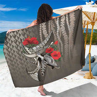 Hawaiian Honu Personalized Sarong Mocha Mousse Hibiscus Tribal Hook Pattern