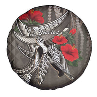 Hawaiian Honu Personalized Spare Tire Cover Mocha Mousse Hibiscus Tribal Hook Pattern