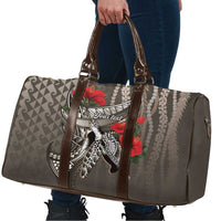 Hawaiian Honu Personalized Travel Bag Mocha Mousse Hibiscus Tribal Hook Pattern