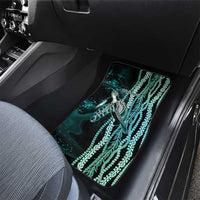 Hawaiian Honu Personalized Car Mats Dark Cyan Maile Pikake Flower Lei Inspired