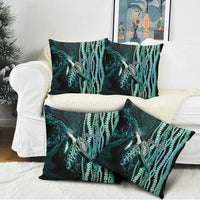 Hawaiian Honu Personalized Pillow Cover Dark Cyan Maile Pikake Flower Lei Inspired