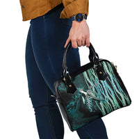 Hawaiian Honu Personalized Shoulder Handbag Dark Cyan Maile Pikake Flower Lei Inspired