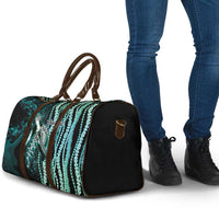 Hawaiian Honu Personalized Travel Bag Dark Cyan Maile Pikake Flower Lei Inspired