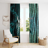 Hawaiian Honu Personalized Window Curtain Dark Cyan Maile Pikake Flower Lei Inspired