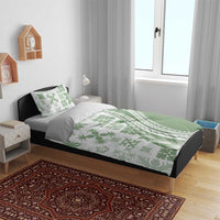 Green Hawaiian Quilt Pattern Bedding Set Mixed Polynesian Tribal Arty