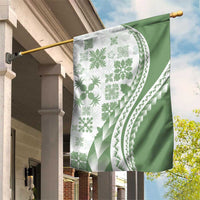 Green Hawaiian Quilt Pattern Garden Flag Mixed Polynesian Tribal Arty