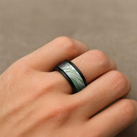 Green Hawaiian Quilt Pattern Spinner Ring Mixed Polynesian Tribal Arty - Polynesian Pride