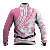 Pink Hawaiian Quilt Pattern Baseball Jacket Mixed Polynesian Tribal Arty LT9 - Polynesian Pride