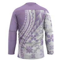 Purple Hawaiian Quilt Pattern Hockey Jersey Mixed Polynesian Tribal Arty - Polynesian Pride