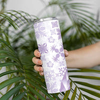Purple Hawaiian Quilt Pattern Skinny Tumbler Mixed Polynesian Tribal Arty