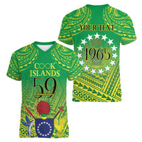 Cook Islands Constitution Day Women V-Neck T-Shirt Kuki Airani Since 1965