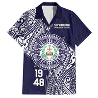 Personalised Tonga Sia'atoutai Theological College Family Matching Off Shoulder Maxi Dress and Hawaiian Shirt Since 1948 Special Kupesi Pattern LT9 Dad's Shirt - Short Sleeve Navy - Polynesian Pride