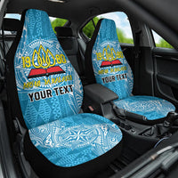 Personalised Tonga Lavengamalie College Car Seat Cover Since 1980 Special Kupesi Pattern LT9 One Size Blue - Polynesian Pride