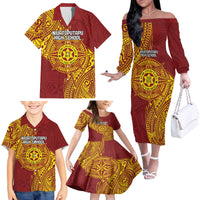 Personalised Tonga Niuatoputapu High School Family Matching Off The Shoulder Long Sleeve Dress and Hawaiian Shirt Special Kupesi Pattern LT9 - Polynesian Pride