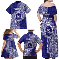 Personalised Tonga Queen Salote College Family Matching Off Shoulder Maxi Dress and Hawaiian Shirt Kolisi Fefine 1926 Special Kupesi Pattern LT9 - Polynesian Pride