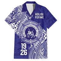 Personalised Tonga Queen Salote College Family Matching Short Sleeve Bodycon Dress and Hawaiian Shirt Kolisi Fefine 1926 Special Kupesi Pattern LT9 Dad's Shirt - Short Sleeve Blue - Polynesian Pride