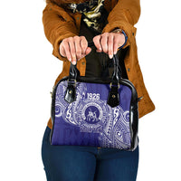 Personalised Tonga Queen Salote College Shoulder Handbag Kolisi Fefine 1926 Special Kupesi Pattern LT9 One Size Blue - Polynesian Pride
