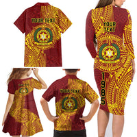Personalised Tonga Vava'u High School Family Matching Long Sleeve Bodycon Dress and Hawaiian Shirt Since 1985 Special Kupesi Pattern LT9 - Polynesian Pride