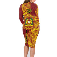 Personalised Tonga Vava'u High School Family Matching Long Sleeve Bodycon Dress and Hawaiian Shirt Since 1985 Special Kupesi Pattern LT9 - Polynesian Pride