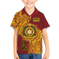 Personalised Tonga Vava'u High School Family Matching Long Sleeve Bodycon Dress and Hawaiian Shirt Since 1985 Special Kupesi Pattern LT9 Son's Shirt Red - Polynesian Pride