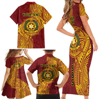 Personalised Tonga Vava'u High School Family Matching Short Sleeve Bodycon Dress and Hawaiian Shirt Since 1985 Special Kupesi Pattern LT9 - Polynesian Pride