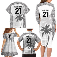 Custom Fiji Rugby Family Matching Long Sleeve Bodycon Dress and Hawaiian Shirt History Champions World Cup 7s - White LT9 - Polynesian Pride