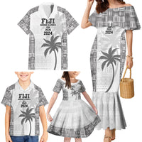 Custom Fiji Rugby Family Matching Mermaid Dress and Hawaiian Shirt History Champions World Cup 7s - White LT9 - Polynesian Pride