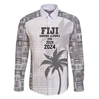 Custom Fiji Rugby Family Matching Off The Shoulder Long Sleeve Dress and Hawaiian Shirt History Champions World Cup 7s - White LT9 Dad's Shirt - Long Sleeve White - Polynesian Pride