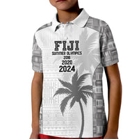 Custom Fiji Rugby Kid Polo Shirt History Champions World Cup 7s - White LT9 Kid White - Polynesian Pride